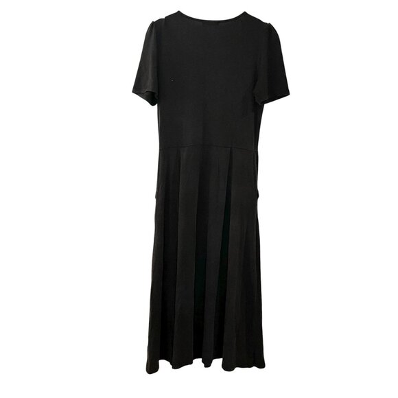 Quince Black Tencel Jersey Short Sleeve Midi Dress Solid Black Minimalist Size S - Picture 2 of 7